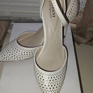 Alfani Ivory Perforated Pointed-Toe Heels